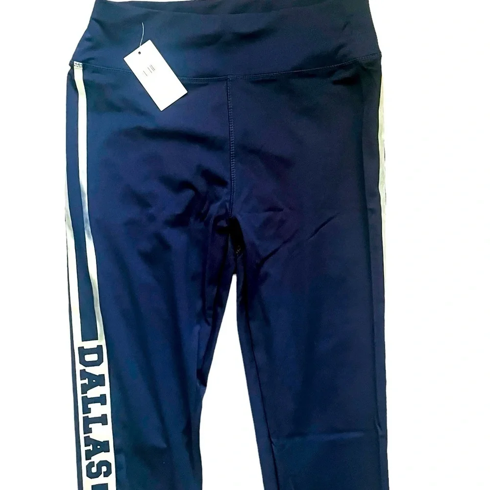 LYDAA activewear joggers navy blue stretch side stripes Dallas NWT Women L/XL
